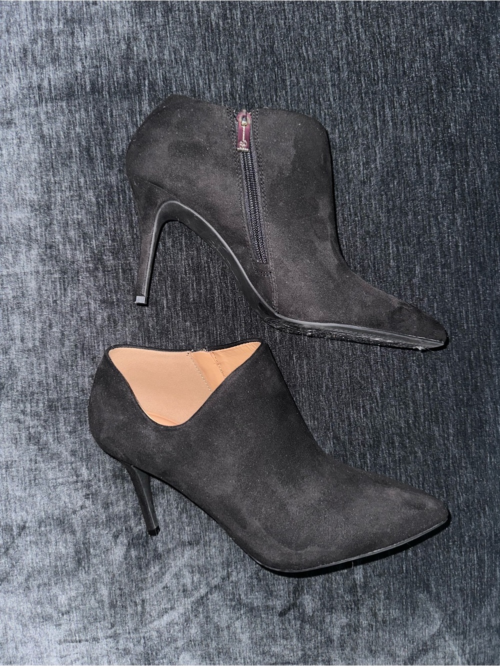Jessica Simpson Black Suede Pointed Toe Heeled Booties Size 10 NWOT - Picture 4 of 6